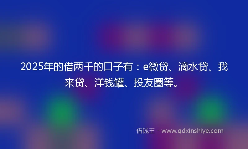 2025年的借两千的口子有：e微贷、滴水贷、我来贷、洋钱罐、投友圈等。
