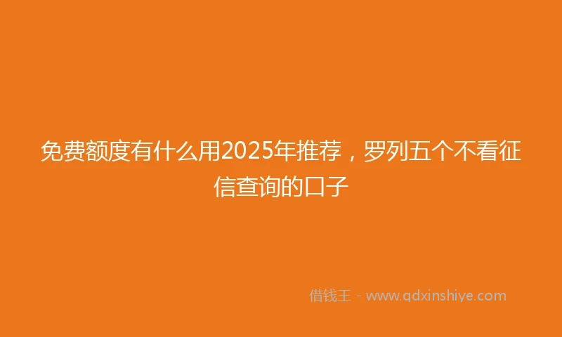 免费额度有什么用2025年推荐，罗列五个不看征信查询的口子