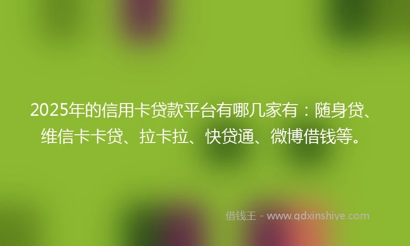 2025年的信用卡贷款平台有哪几家有：随身贷、维信卡卡贷、拉卡拉、快贷通、微博借钱等。