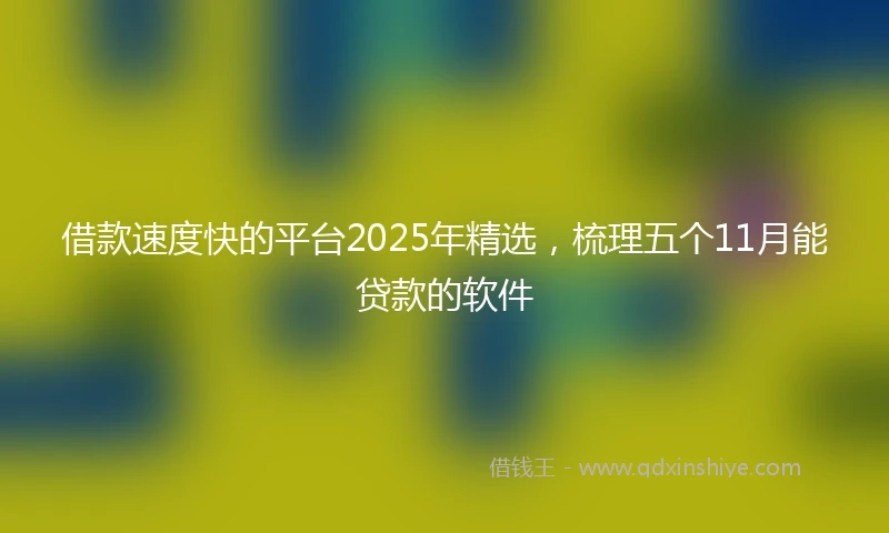 借款速度快的平台2025年精选，梳理五个11月能贷款的软件