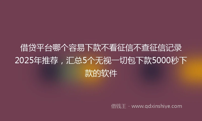 借贷平台哪个容易下款不看征信不查征信记录2025年推荐，汇总5个无视一切包下款5000秒下款的软件