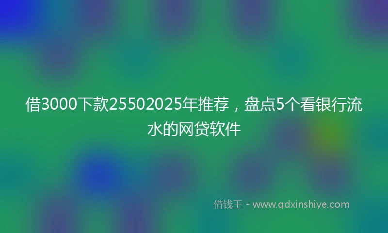 借3000下款25502025年推荐，盘点5个看银行流水的网贷软件