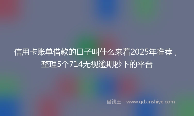 信用卡账单借款的口子叫什么来着2025年推荐，整理5个714无视逾期秒下的平台