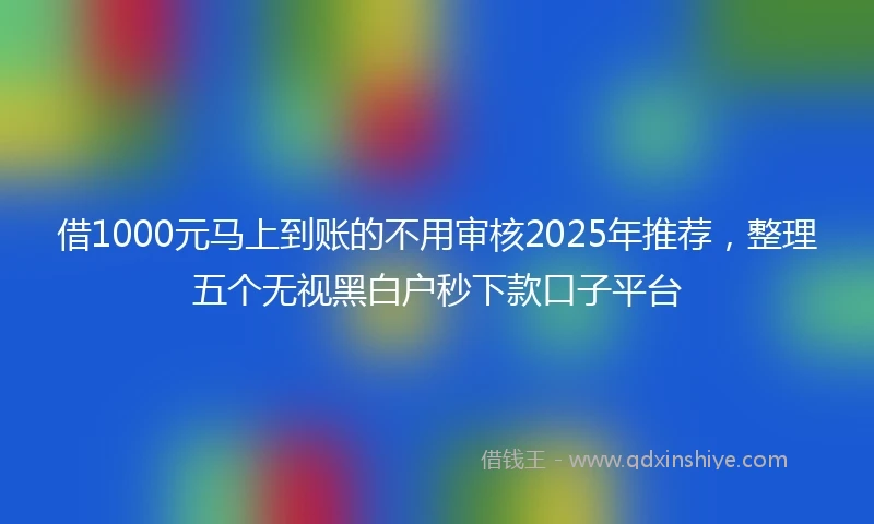 借1000元马上到账的不用审核2025年推荐，整理五个无视黑白户秒下款口子平台