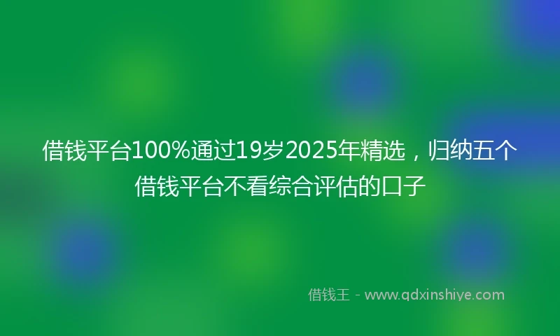 借钱平台100%通过19岁2025年精选，归纳五个借钱平台不看综合评估的口子
