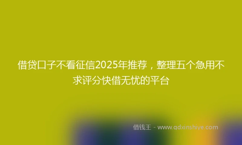 借贷口子不看征信2025年推荐，整理五个急用不求评分快借无忧的平台