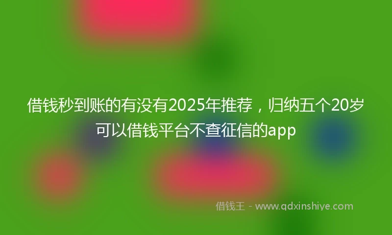 借钱秒到账的有没有2025年推荐，归纳五个20岁可以借钱平台不查征信的app