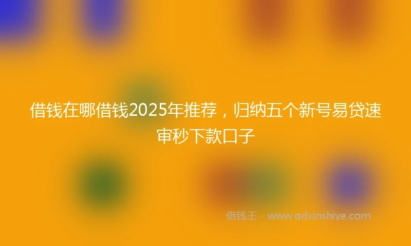 借钱在哪借钱2025年推荐，归纳五个新号易贷速审秒下款口子