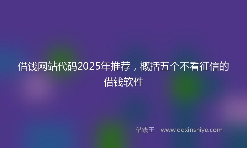 借钱网站代码2025年推荐，概括五个不看征信的借钱软件