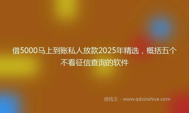 借5000马上到账私人放款2025年精选，概括五个不看征信查询的软件
