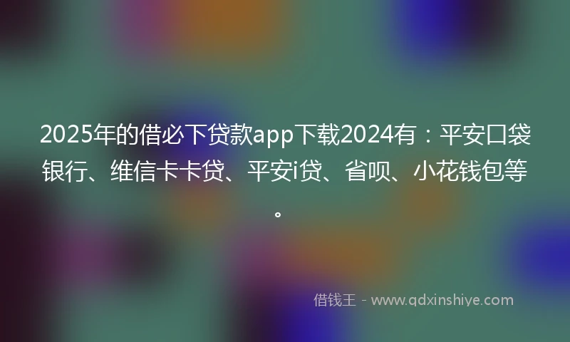 2025年的借必下贷款app下载2024有：平安口袋银行、维信卡卡贷、平安i贷、省呗、小花钱包等。