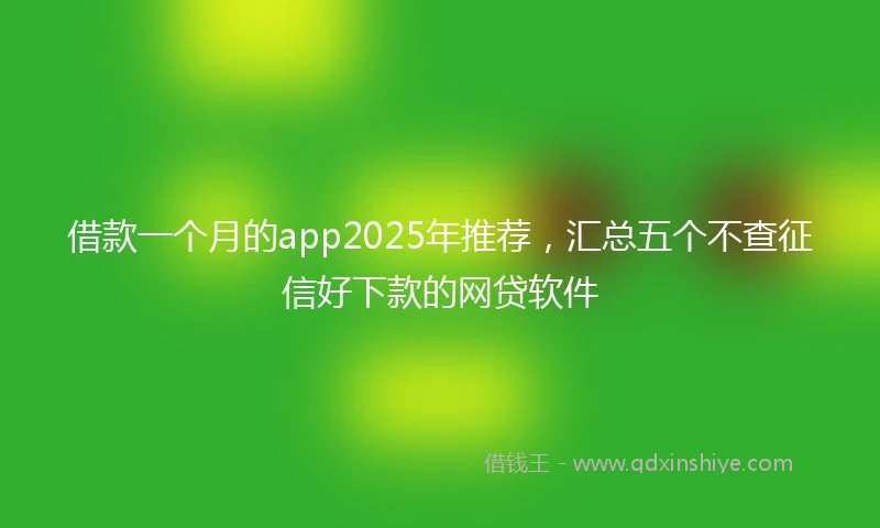 借款一个月的app2025年推荐，汇总五个不查征信好下款的网贷软件