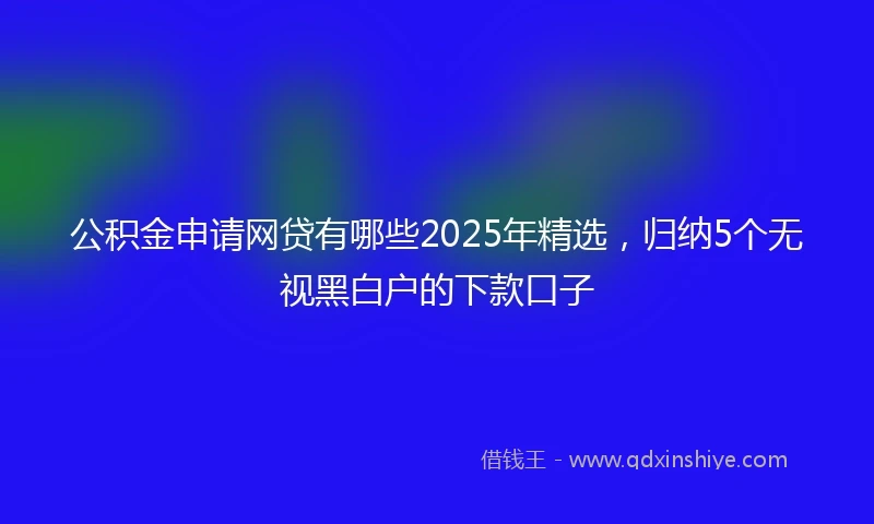 公积金申请网贷有哪些2025年精选，归纳5个无视黑白户的下款口子