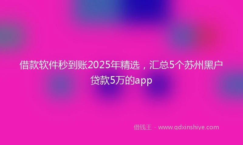 借款软件秒到账2025年精选，汇总5个苏州黑户贷款5万的app