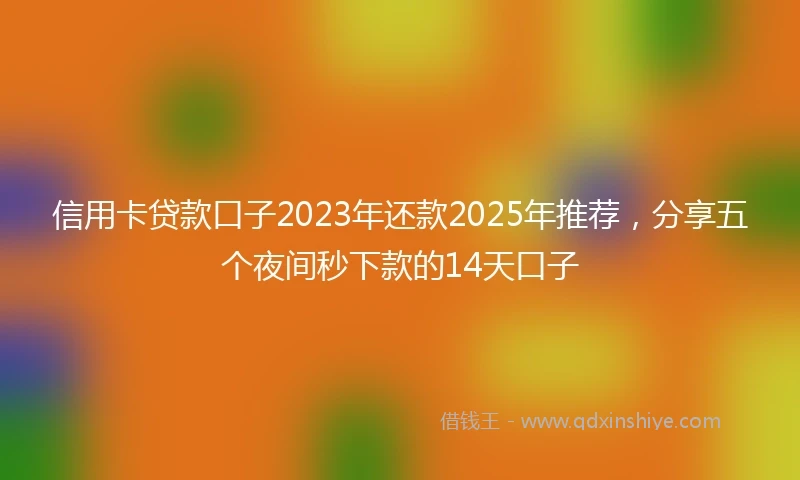 信用卡贷款口子2023年还款2025年推荐,分享五个夜间秒下款的14天口子