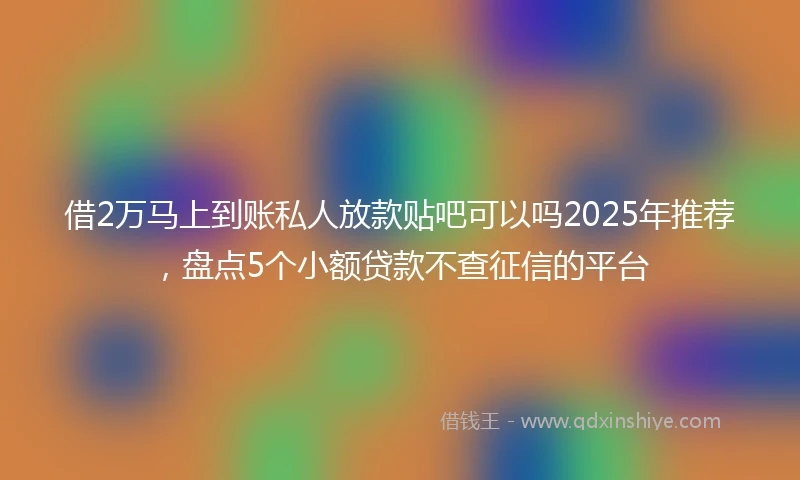 借2万马上到账私人放款贴吧可以吗2025年推荐，盘点5个小额贷款不查征信的平台