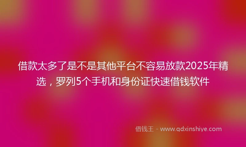 借款太多了是不是其他平台不容易放款2025年精选，罗列5个手机和身份证快速借钱软件