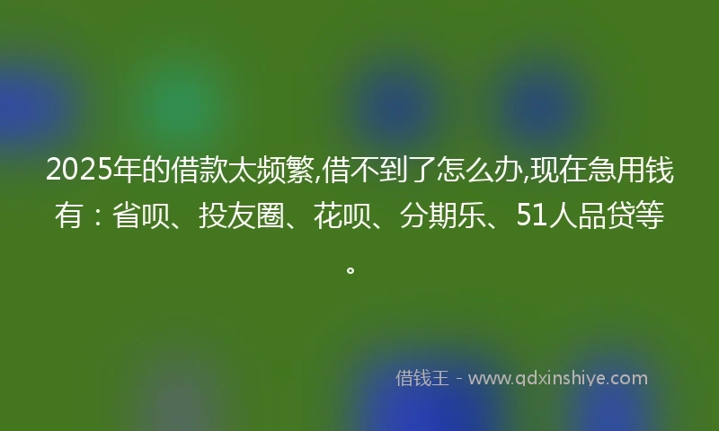 2025年的借款太频繁,借不到了怎么办,现在急用钱有:省呗、投友圈、花呗、分期乐、51人品贷等。