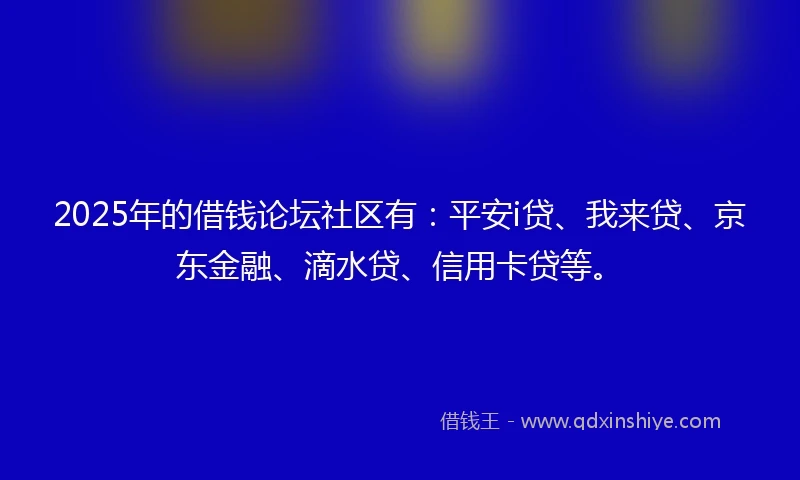 2025年的借钱论坛社区有：平安i贷、我来贷、京东金融、滴水贷、信用卡贷等。