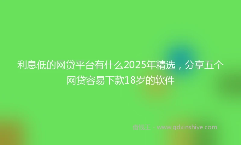 利息低的网贷平台有什么2025年精选，分享五个网贷容易下款18岁的软件