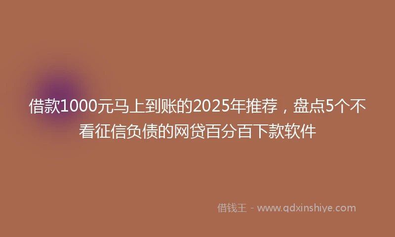 借款1000元马上到账的2025年推荐，盘点5个不看征信负债的网贷百分百下款软件