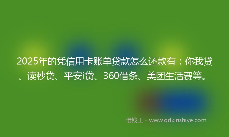 2025年的凭信用卡账单贷款怎么还款有：你我贷、读秒贷、平安i贷、360借条、美团生活费等。