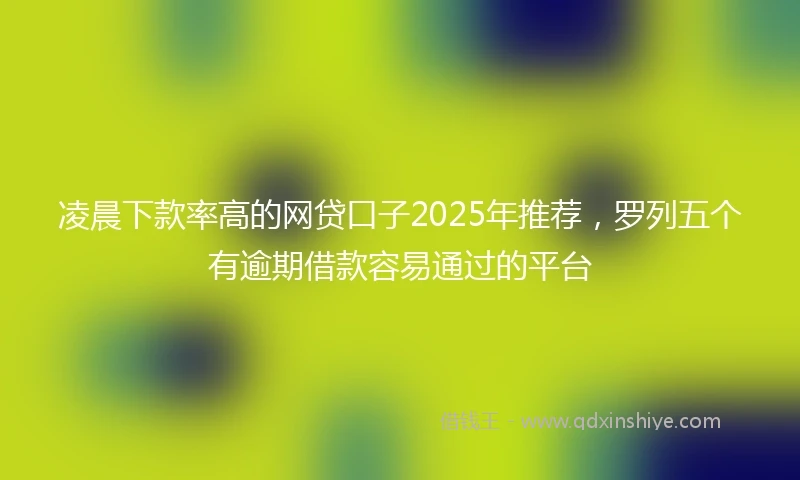 凌晨下款率高的网贷口子2025年推荐，罗列五个有逾期借款容易通过的平台