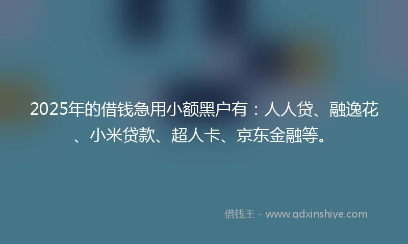 2025年的借钱急用小额黑户有：人人贷、融逸花、小米贷款、超人卡、京东金融等。