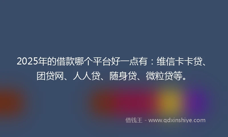 2025年的借款哪个平台好一点有：维信卡卡贷、团贷网、人人贷、随身贷、微粒贷等。