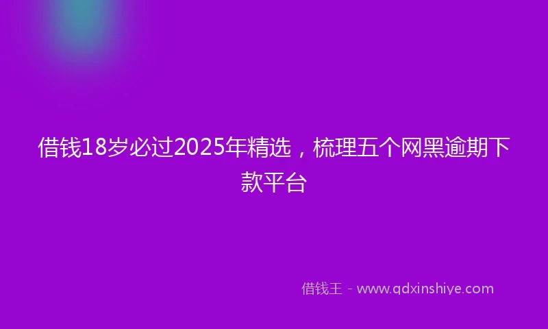 借钱18岁必过2025年精选，梳理五个网黑逾期下款平台