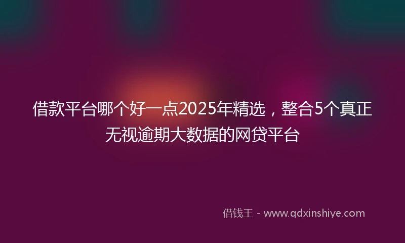 借款平台哪个好一点2025年精选，整合5个真正无视逾期大数据的网贷平台