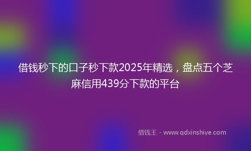 借钱秒下的口子秒下款2025年精选，盘点五个芝麻信用439分下款的平台