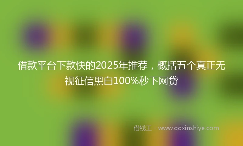 借款平台下款快的2025年推荐,概括五个真正无视征信黑白100%秒下网贷
