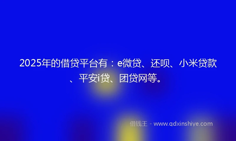 2025年的借贷平台有：e微贷、还呗、小米贷款、平安i贷、团贷网等。
