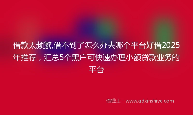 借款太频繁,借不到了怎么办去哪个平台好借2025年推荐，汇总5个黑户可快速办理小额贷款业务的平台