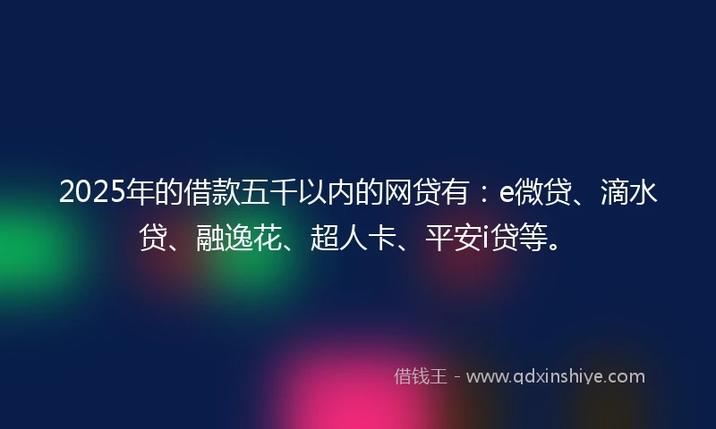 2025年的借款五千以内的网贷有：e微贷、滴水贷、融逸花、超人卡、平安i贷等。