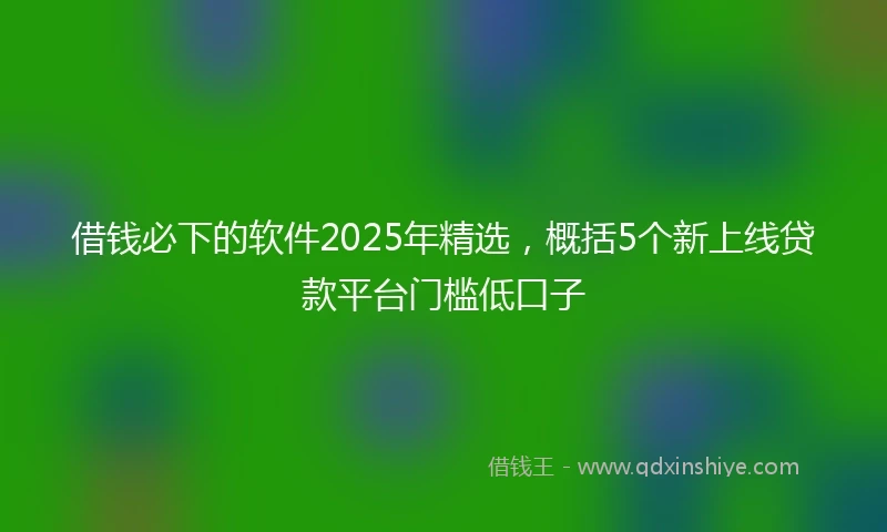 借钱必下的软件2025年精选，概括5个新上线贷款平台门槛低口子