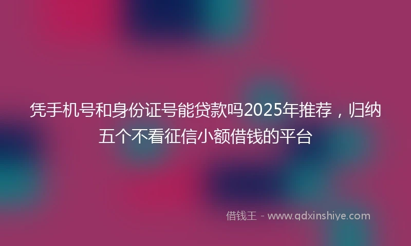 凭手机号和身份证号能贷款吗2025年推荐，归纳五个不看征信小额借钱的平台