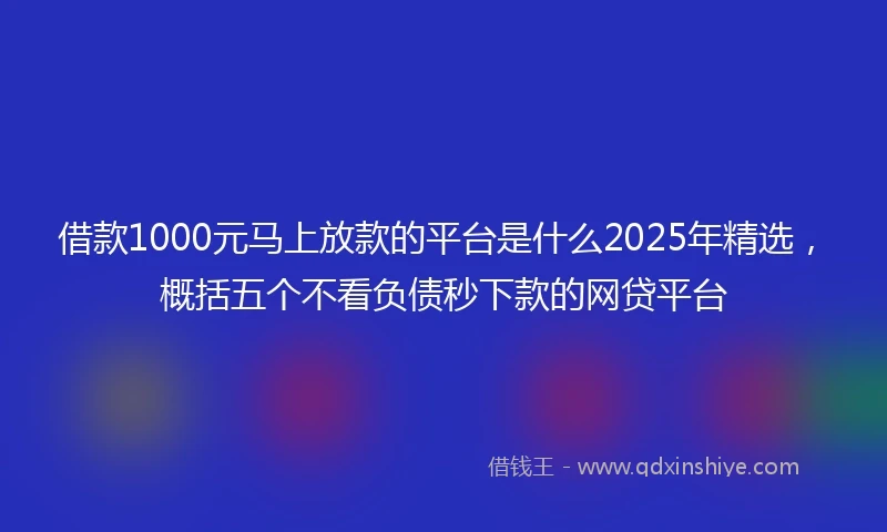 借款1000元马上放款的平台是什么2025年精选，概括五个不看负债秒下款的网贷平台