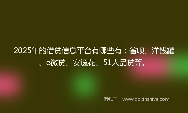 2025年的借贷信息平台有哪些有：省呗、洋钱罐、e微贷、安逸花、51人品贷等。
