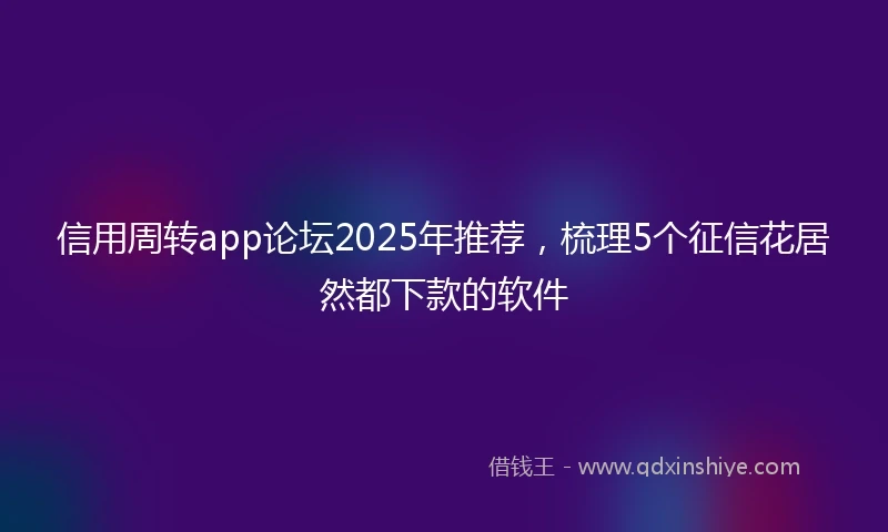 信用周转app论坛2025年推荐,梳理5个征信花居然都下款的软件