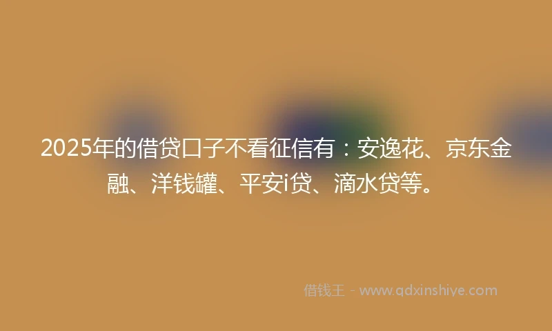 2025年的借贷口子不看征信有：安逸花、京东金融、洋钱罐、平安i贷、滴水贷等。