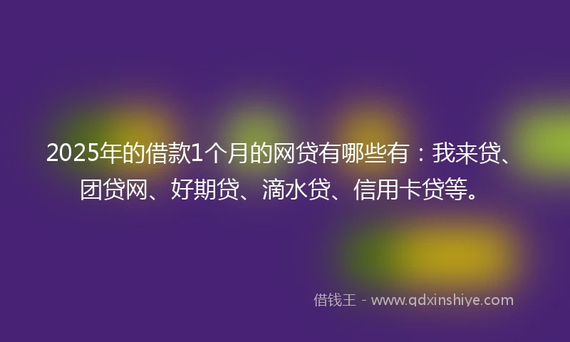 2025年的借款1个月的网贷有哪些有：我来贷、团贷网、好期贷、滴水贷、信用卡贷等。