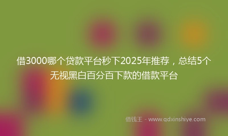 借3000哪个贷款平台秒下2025年推荐，总结5个无视黑白百分百下款的借款平台