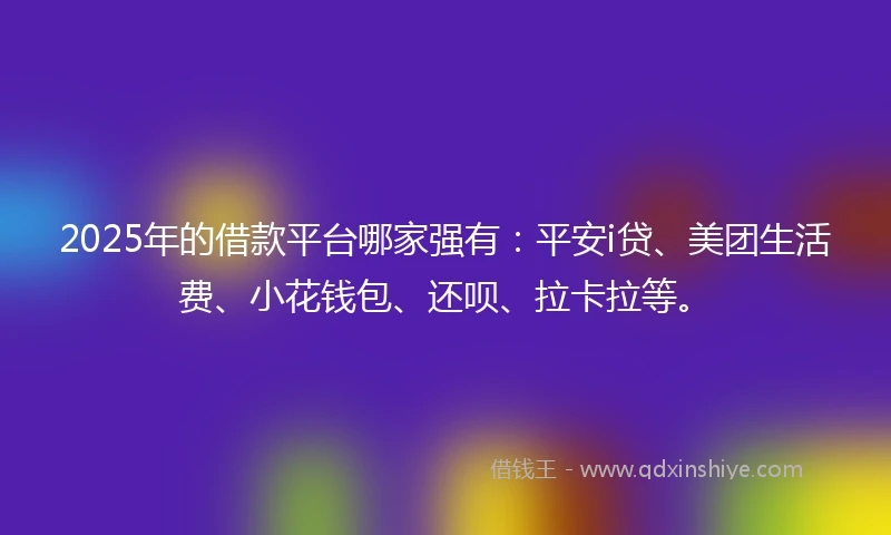 2025年的借款平台哪家强有：平安i贷、美团生活费、小花钱包、还呗、拉卡拉等。