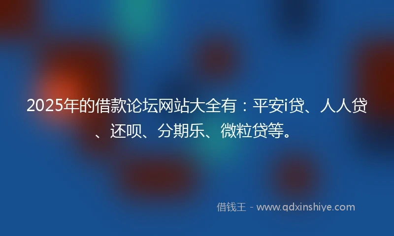 2025年的借款论坛网站大全有：平安i贷、人人贷、还呗、分期乐、微粒贷等。