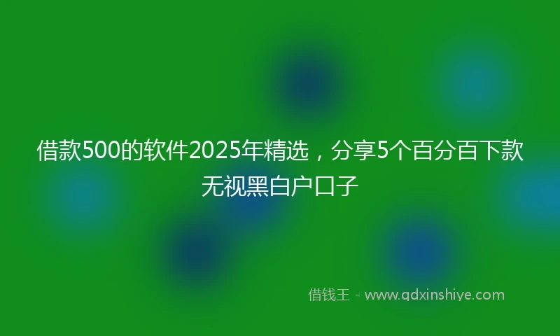 借款500的软件2025年精选，分享5个百分百下款无视黑白户口子