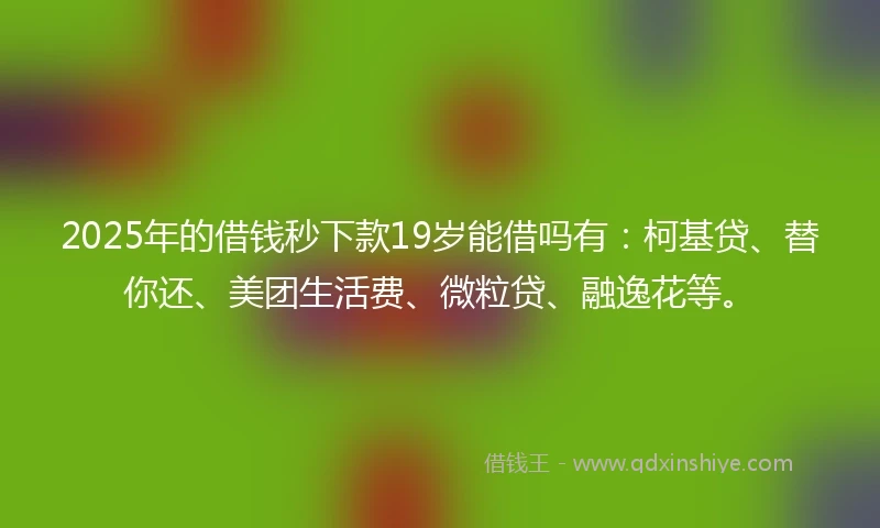 2025年的借钱秒下款19岁能借吗有：柯基贷、替你还、美团生活费、微粒贷、融逸花等。