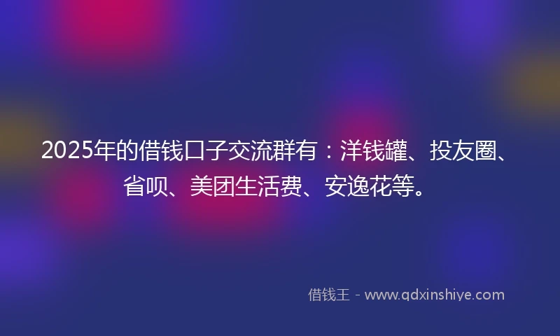 2025年的借钱口子交流群有：洋钱罐、投友圈、省呗、美团生活费、安逸花等。