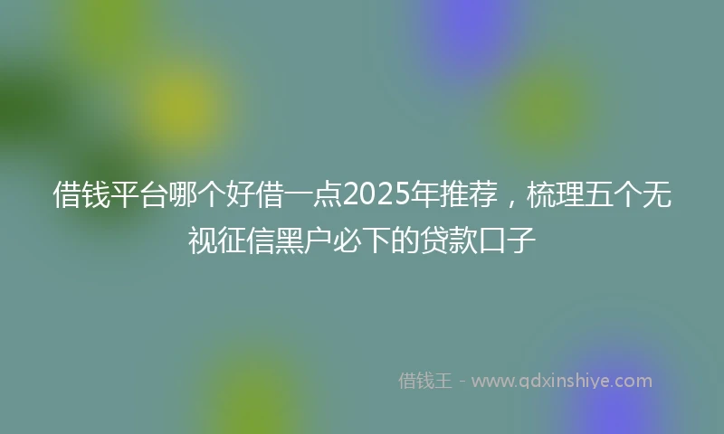 借钱平台哪个好借一点2025年推荐，梳理五个无视征信黑户必下的贷款口子